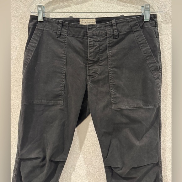 Nili Lotan Cropped Military Carbon Black Cotton Blend Zipper Pants Size 6 - Picture 5 of 16